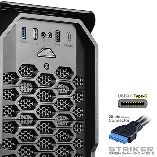 Striker USB3 Type C - کیس کامپیوتر گرین مدل Striker